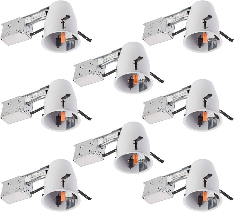 LUMINOSUM 4 Inch Remodel Recessed Lighting Housing, IC Rated Air Tight Ceiling Can with J-Box, TP24 Connector and E26 Socket, UL-Listed Easy Install, 8-Pack - Image 1